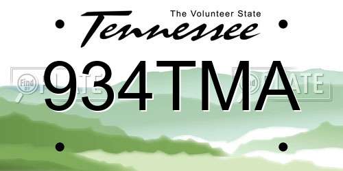 934TMA Tennessee License Plate