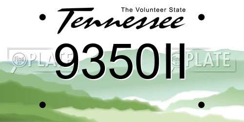 9350II Tennessee License Plate