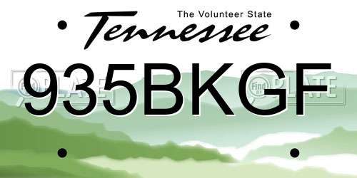 935BKGF Tennessee License Plate