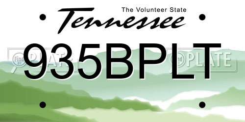 935BPLT Tennessee License Plate