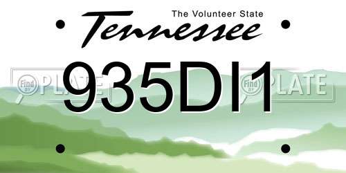 935DI1 Tennessee License Plate
