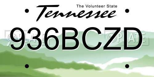 936BCZD Tennessee License Plate