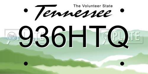 936HTQ Tennessee License Plate