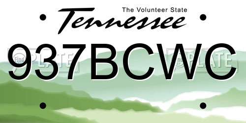 937BCWC Tennessee License Plate