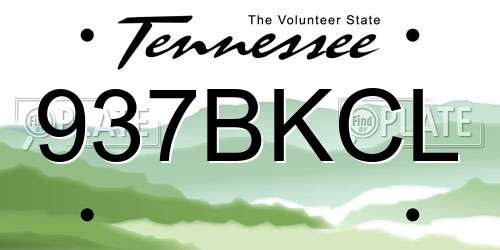 937BKCL Tennessee License Plate