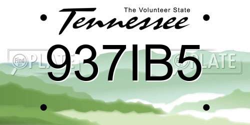 937IB5 Tennessee License Plate