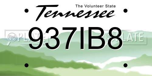 937IB8 Tennessee License Plate