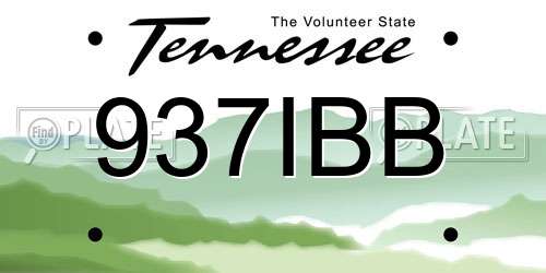 937IBB Tennessee License Plate