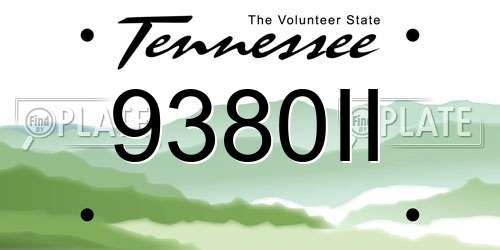 9380II Tennessee License Plate