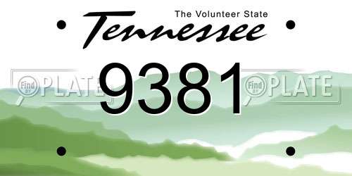 9381 Tennessee License Plate