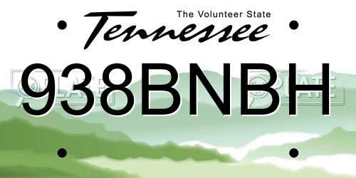 938BNBH Tennessee License Plate