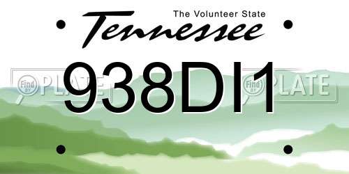 938DI1 Tennessee License Plate