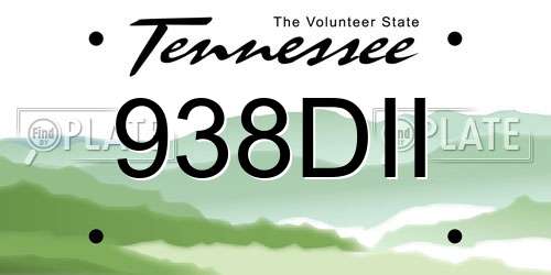 938DII Tennessee License Plate