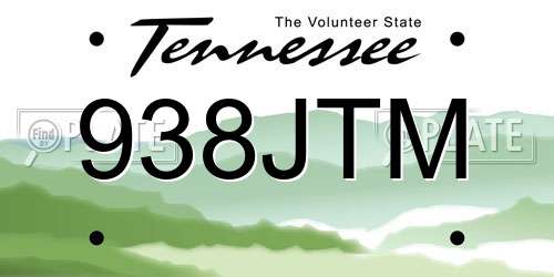 938JTM Tennessee License Plate