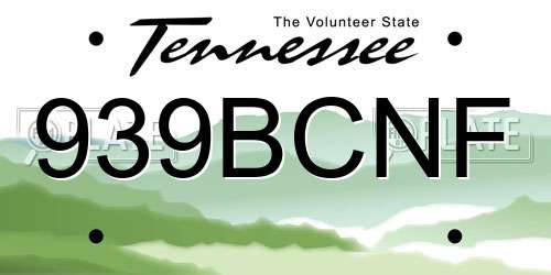 939BCNF Tennessee License Plate