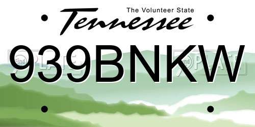 939BNKW Tennessee License Plate