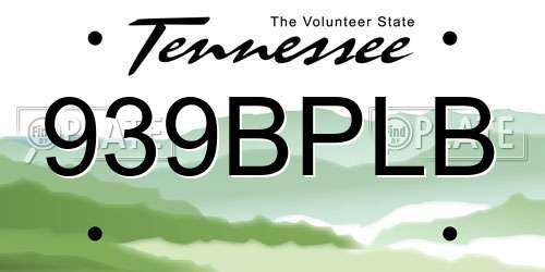 939BPLB Tennessee License Plate