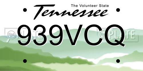 939VCQ Tennessee License Plate