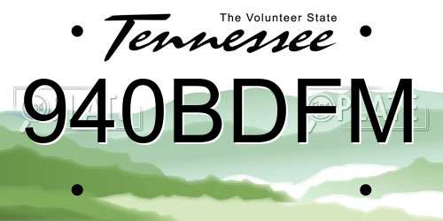 940BDFM Tennessee License Plate