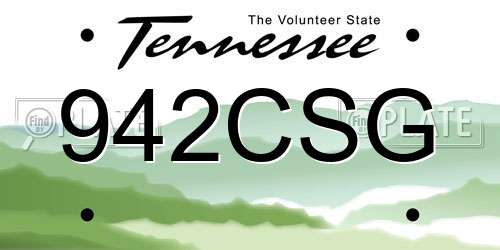 942CSG Tennessee License Plate