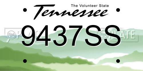 9437SS Tennessee License Plate