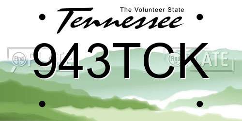 943TCK Tennessee License Plate