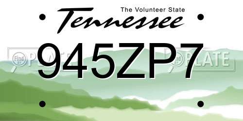945ZP7 Tennessee License Plate