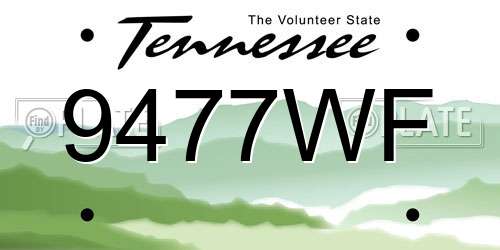 9477WF Tennessee License Plate