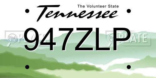 947ZLP Tennessee License Plate