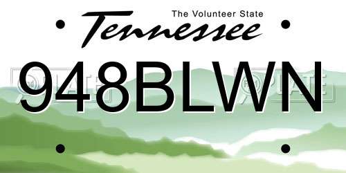 948BLWN Tennessee License Plate
