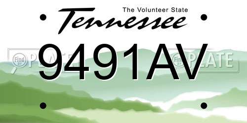 9491AV Tennessee License Plate