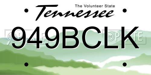 949BCLK Tennessee License Plate