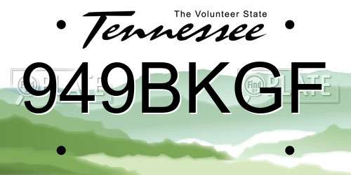 949BKGF Tennessee License Plate