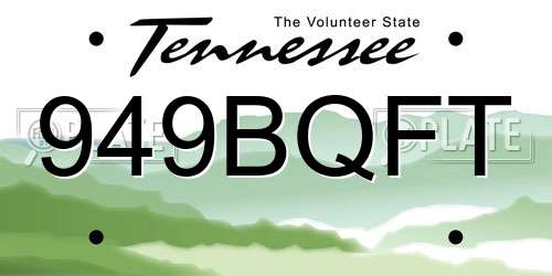 949BQFT Tennessee License Plate