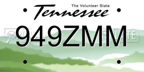 949ZMM Tennessee License Plate
