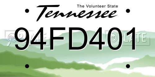 94FD401 Tennessee License Plate
