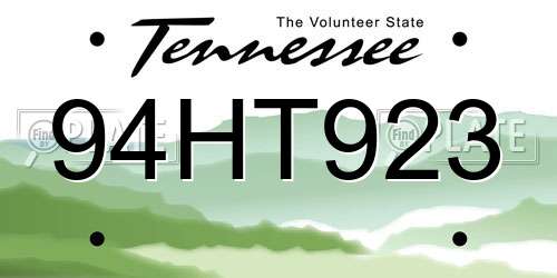 94HT923 Tennessee License Plate