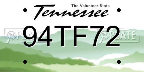 94TF72 Tennessee License Plate