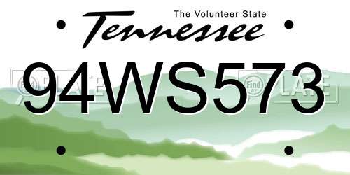 94WS573 Tennessee License Plate