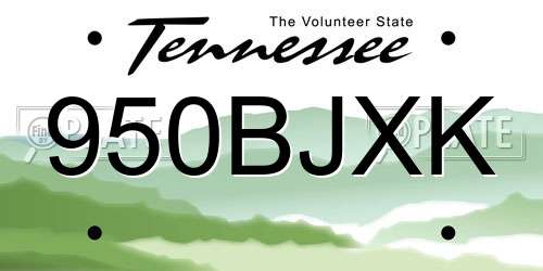 950BJXK Tennessee License Plate