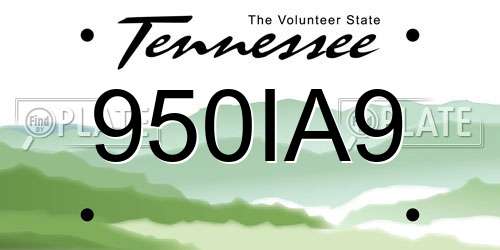 950IA9 Tennessee License Plate