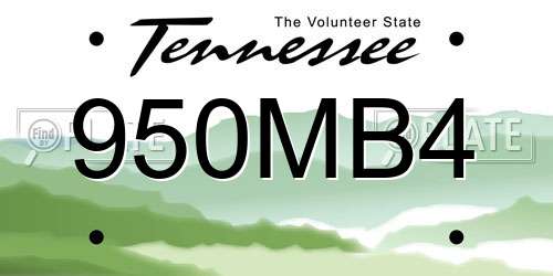 950MB4 Tennessee License Plate