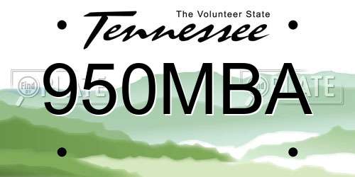 950MBA Tennessee License Plate