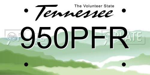 950PFR Tennessee License Plate