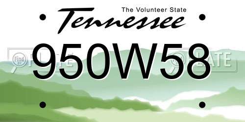 950W58 Tennessee License Plate