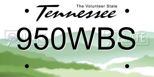 950WBS Tennessee License Plate