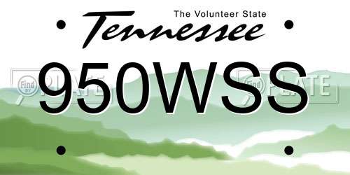 950WSS Tennessee License Plate