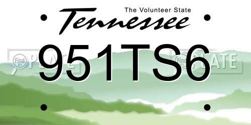 951TS6 Tennessee License Plate