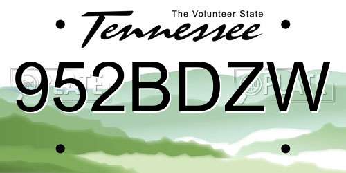 952BDZW Tennessee License Plate