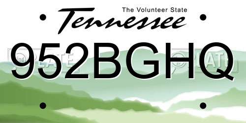 952BGHQ Tennessee License Plate